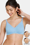 Zivame Beautiful Basics Double Layered Non Wired 3/4Th Coverage Backless Bra - Little Boy Blue — thumbnail 1